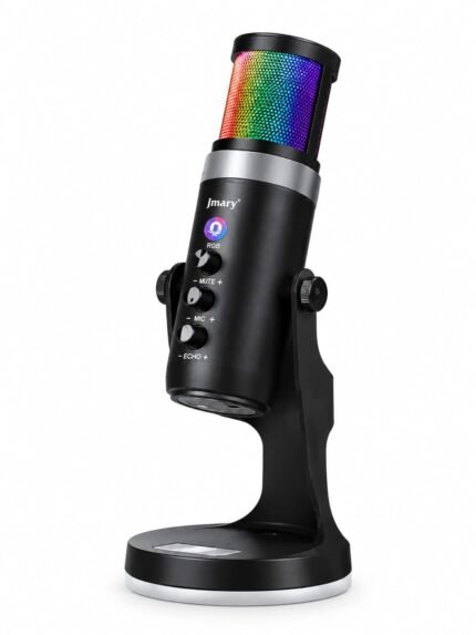 Jmary MC-PW9 RGB USB Microphone | Cardioid, Plug & Play, Real-Time Monitoring, One-Key Mute, Noise Cancel | For Podcasting, Gaming, Streaming & Recording